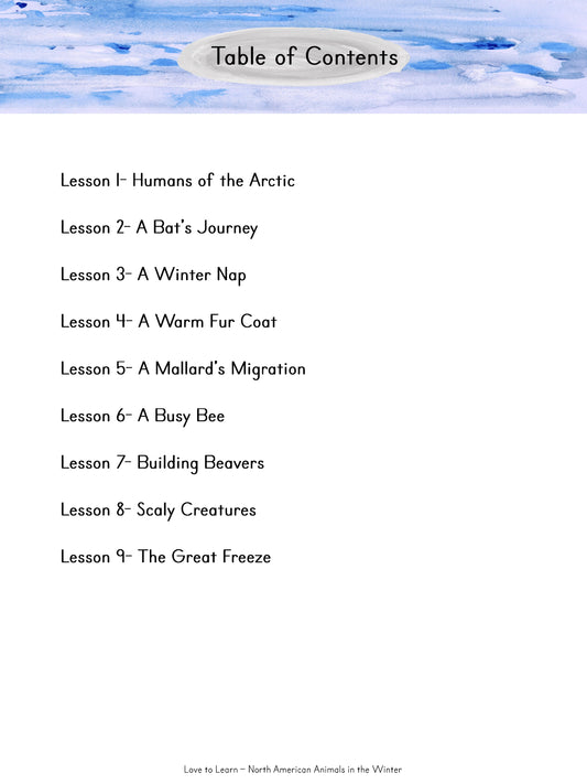 North American Animals in the Winter