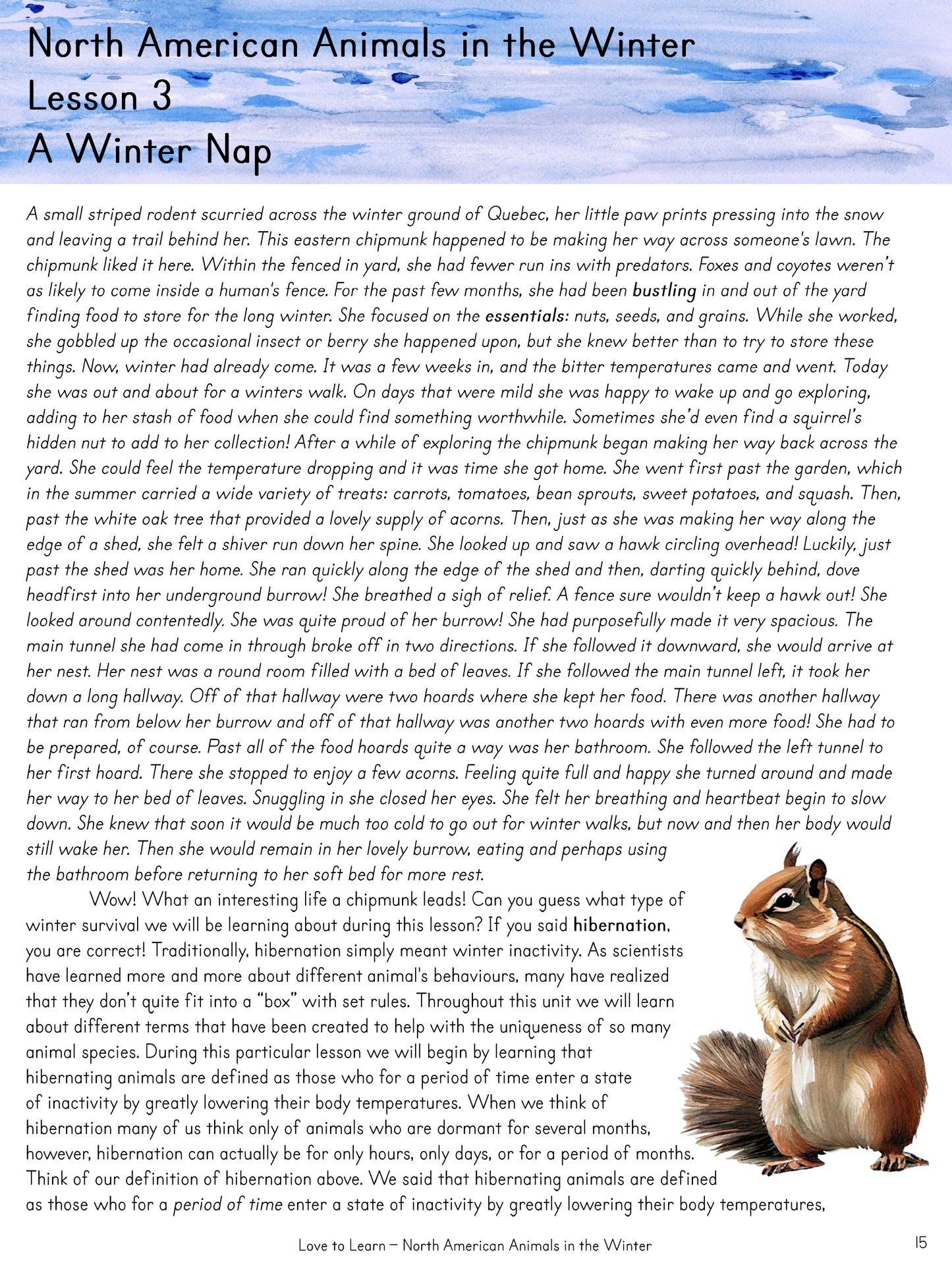 North American Animals in the Winter