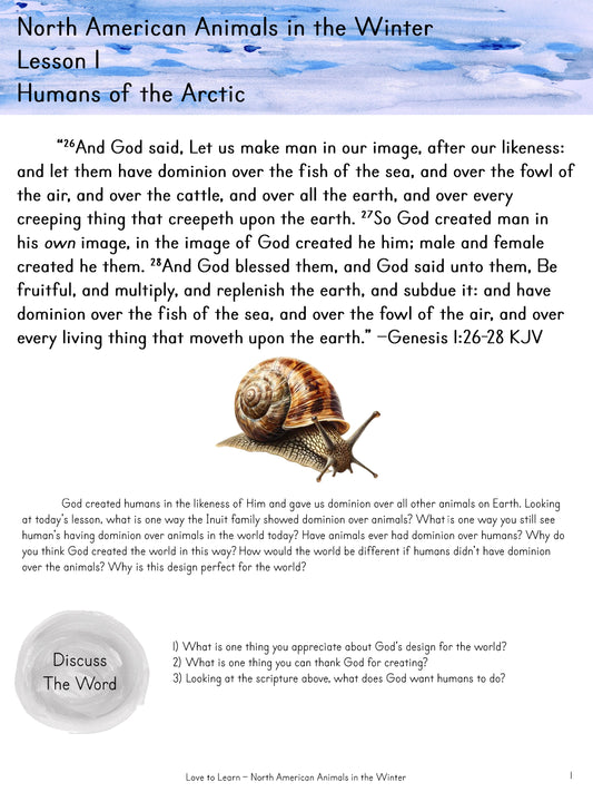 North American Animals in the Winter Bible Connection